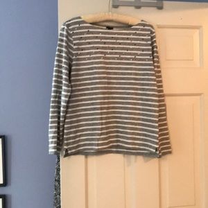 J Crew Long Sleeve Striped Shirt with rhinestones!